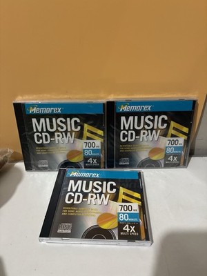 Lot of 3 Memorex Music CD-RW 700 MB Rare Vintage. New 