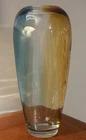 Vintage Murano Style Sommerso Art Glass Vase Blue Amber Cased Glass 13” MCM