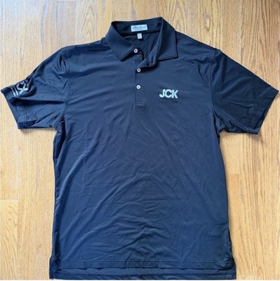 Peter Millar Solid Jersey Performance Black Golf Polo ME0EK01S Men's Large