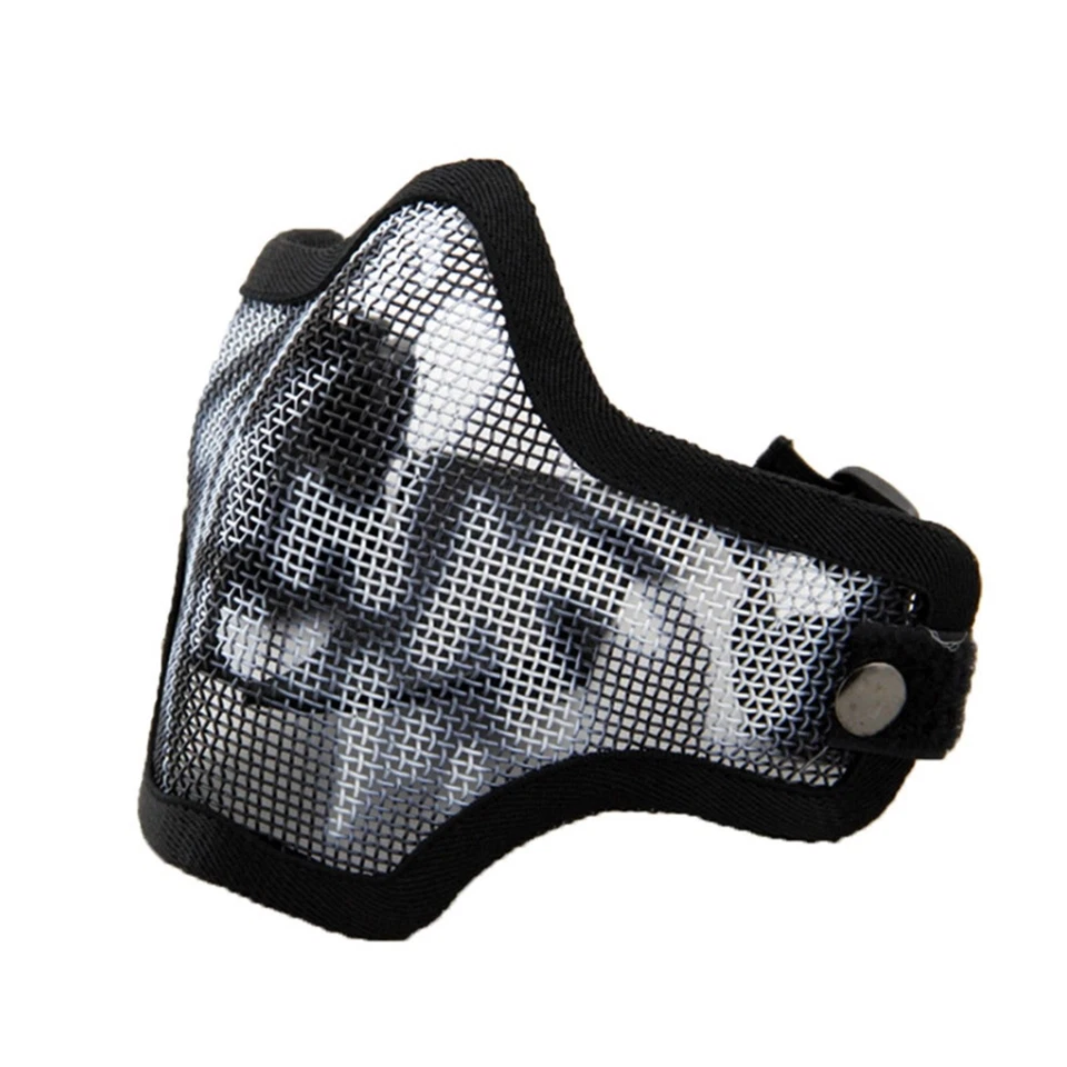 Máscara de calavera de media cara de metal de malla de alambre para máscara CS real accesorios de terror de Halloween c Foto 2 de 4