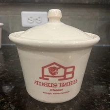 Angus Barn Raleigh NC Crock Blue Cheese Spread Jar Wire Bale Latch Lid Stoneware