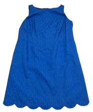 Talbots Women 16W Sleeveless Sheath Dress Jacquard Lined Scallop $179 Blue