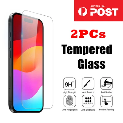 2X Tempered Glass Screen Protector For iPhone 17 16 15 14 13 12 11 Pro Max Plus - image 1 of 4