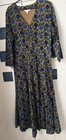 Seasalt WILLOW BLOSSOM Long Blue & Brown Floral Print Dress Size 18. Lined. New