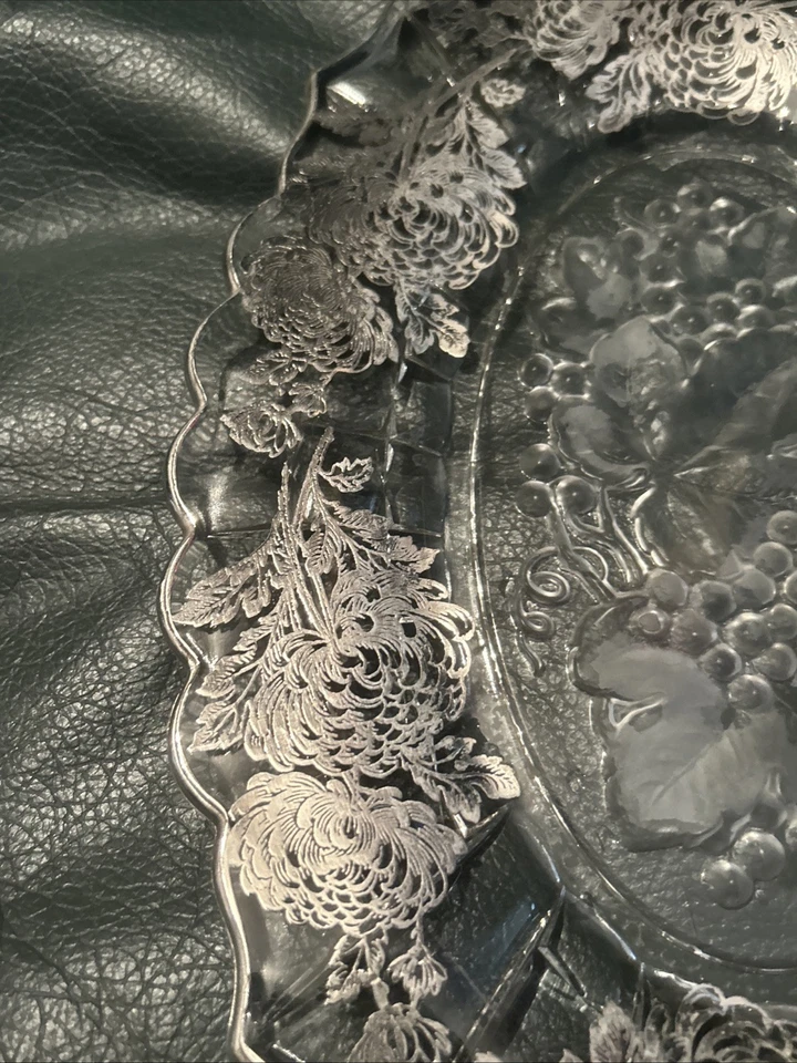 Diseño de uva esmerilada vintage con borde de vieira floral PLATA real borde PLATEADO 🔥🔥🔥 Foto 3 de 4