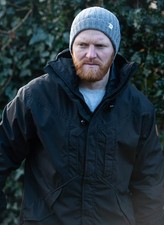 Men's Black Waterproof and Windproof Hooded Rain Coat