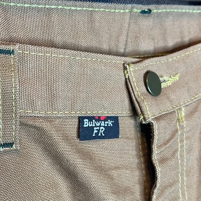 Pantalones Bulwark Para Hombre 36x28 Marrón Lona Resistente al Llama Regular Recto Foto 4 de 4