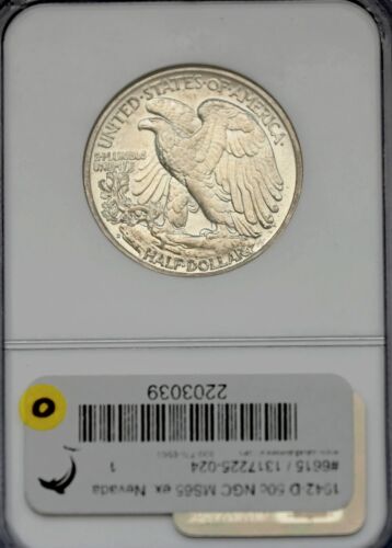 1942 D Walking Liberty Half Dollar 50C Grade NGC Nevada MS65 - Picture 2 of 4