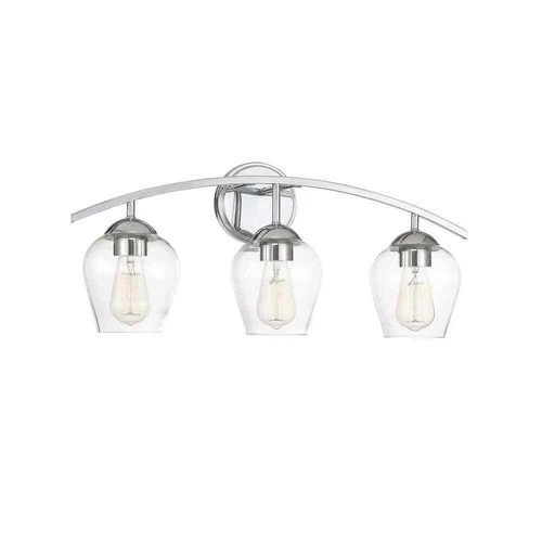 Savoy House 24 in. W 3-Light Chrome Bathroom Vanity Light with Clear Glass Shade - Picture 3 of 7