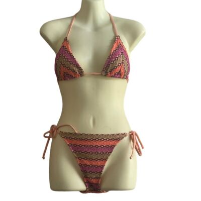 BECCA Crochet Two Piece Bikini Sample Piece Top Size Small Bottoms Size Medium