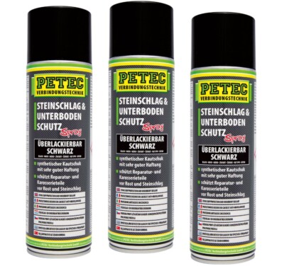 3x PETEC 73250 Underbody Protection UBS Synthetic Rubber 500ml Paintable
