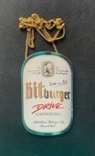 Zapfhahnschild " Bittburger Drive Alkoholfrei ", mit Kette.