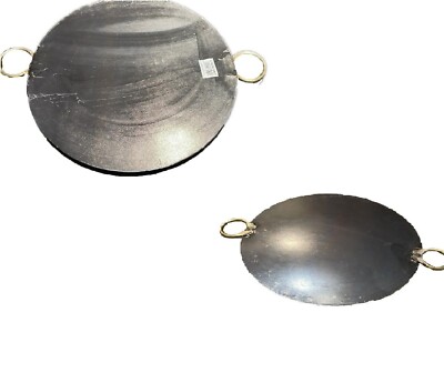 14'' Flacheisen Runde Bratpfanne Grill Roti Dosa Tawa Tava mit Doppelgriffen