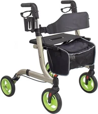 RINKMO Folding Rollator Walker – 300 lb, Seat, Cane Holder, Cup Holder Included