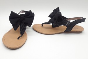 black bow flat sandals