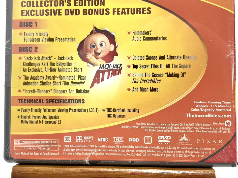Disney DVD Movie The Incredibles 2-Disc Coll Edition Fullscreen NEW ...