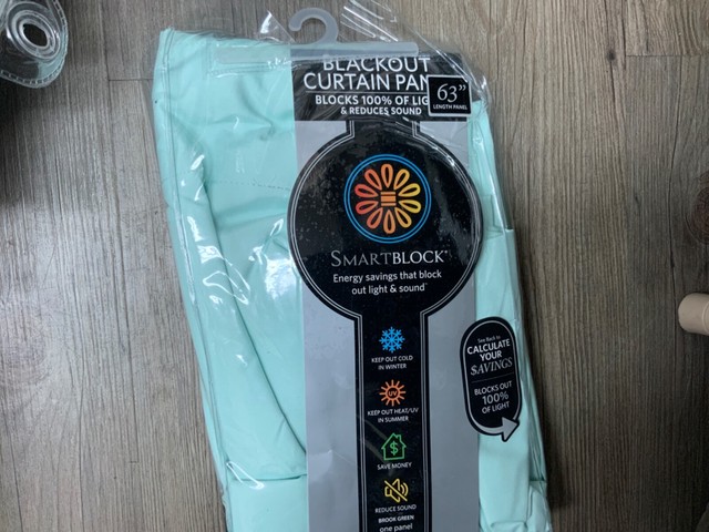 Smartblock blackout curtain panel 63” length in brook green | eBay