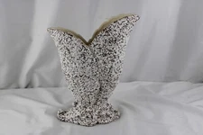 VINTAGE ROYAL HAEGER VASE SPLATTER POPCORN FINISH GRAY LEAF SHAPED