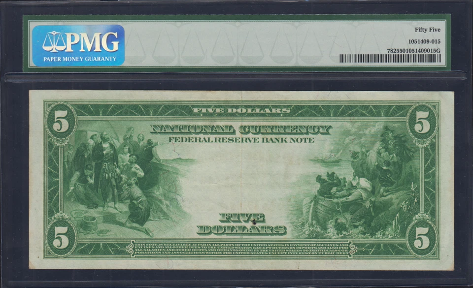 Fr.782 1918 $5 Federal Reserve Bank Note PMG About Uncirculated 55 - Image 2 of 2