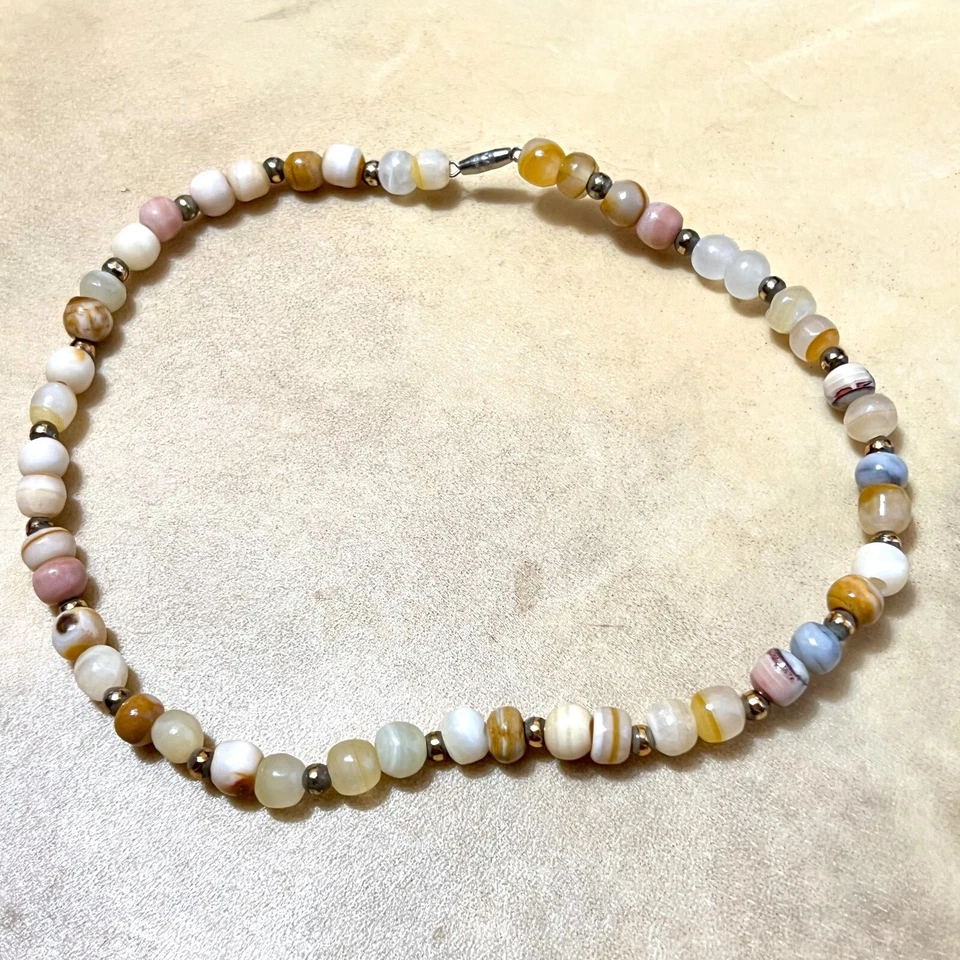 Vintage Calcite Gemstone Necklace, Rootbeer Beggar Bead Crystal Jewelry - 16.5" - Image 3 of 4