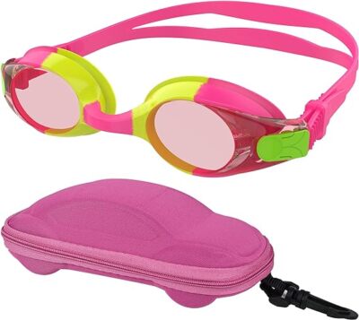 moudou Kinder Schwimmbrille weich Silikon Auto Hülle 3-12 Jahre 3 Farben