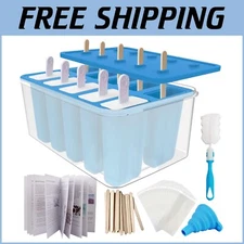 Reusable Silicone Ice Pop Molds - 10-Cav with Sticks & Easy Release Design