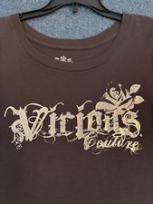 Auth Vintage Juicy Couture Short Sleeve T Shirt, Dark Grey/Dark Brown, S, Peru