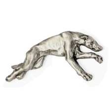 Greyhound, Grosser Englischer Windhund  - Versilberte Hundebrosche, elegante Ans