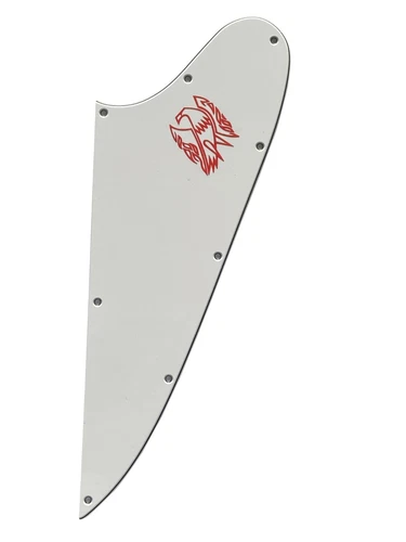 For Gibson Firebird Blank Style Guitar Pickguard Red Logo,3 Ply White