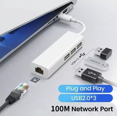 USB-Adapter Ethernet USB 2.0.1C/MA 3USB 2.0+RJ45 Hub für MacBook Xiaomi...