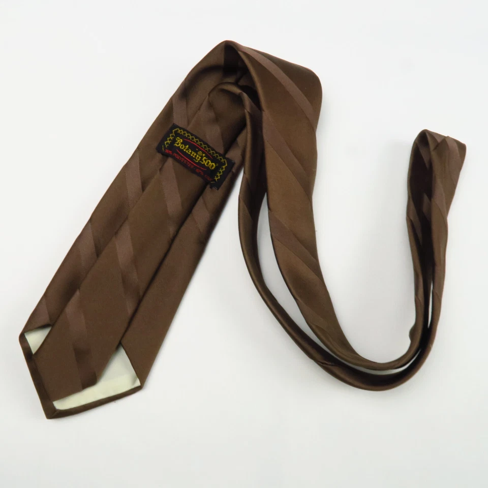 Vintage Botany 500 Brown Striped Monochrome Neck Tie 55"x3.25" Short Classic - Image 4 of 4
