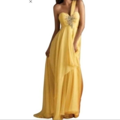 One Shoulder Dress Bright Yellow 