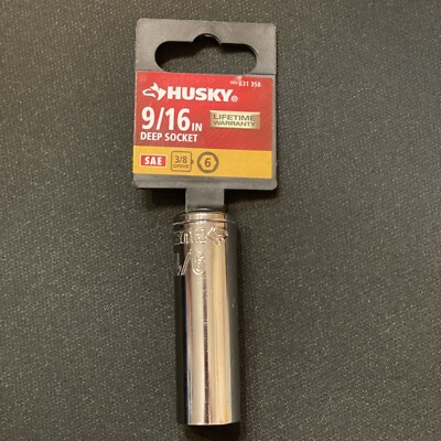 Husky 9/16'' SAE Deep Socket 3/8'' Drive 6 Point H3D6PDP916