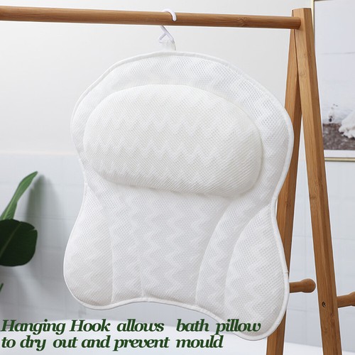 Spa 3D Mesh Bath Pillow Neck Back Support Bathtub Tub Cushion Soft 6 Suction Cup - Picture 7 of 12