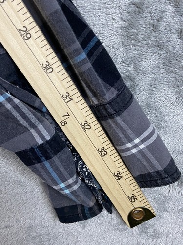Tin Haul Men's Snap Long Sleeve Shirt XL PLaid Black, Blue, Gray & White - Picture 8 of 9