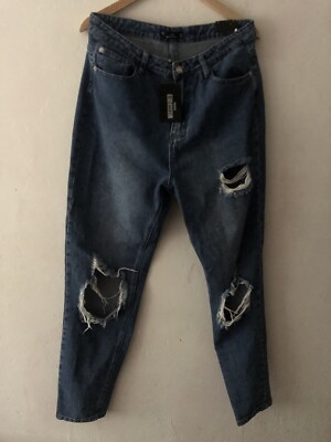 Missguided Riot High Rise Mom Grunge Style Ripped Distressed