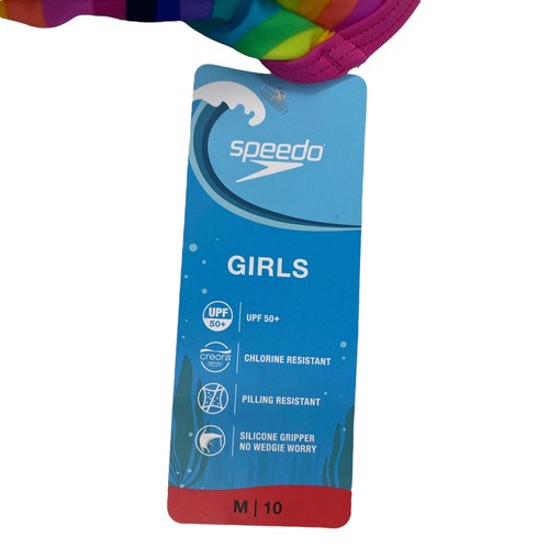 Speedo Girls Swimsuit Youth Size M/10 One Piece Thin Straps Rainbow Printed - Picture 8 of 8