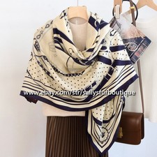 Sallys 70 Cashmere 30 Silk Stole Belt Stars Print Double Face Scarf Shawl 53"