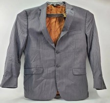 Joseph A Bank 100 Wool Pin Stripe Suit 42 Regular Slim Fit Jacket Grey w Lines