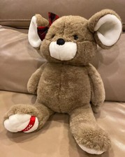 Vintage 1996 Christmas Holiday 23 LARGE Plush Mouse Plaid BOW