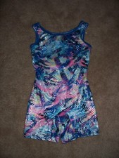 Girls CAPEZIO FUTURE STAR Blue Multi-color Unitard Size XS