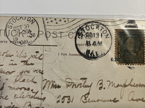 cartolina halloween raphael tuck & son’s n.150 PM 0ct 31 quale scopa,gatto,luna. - Foto 4 di 5