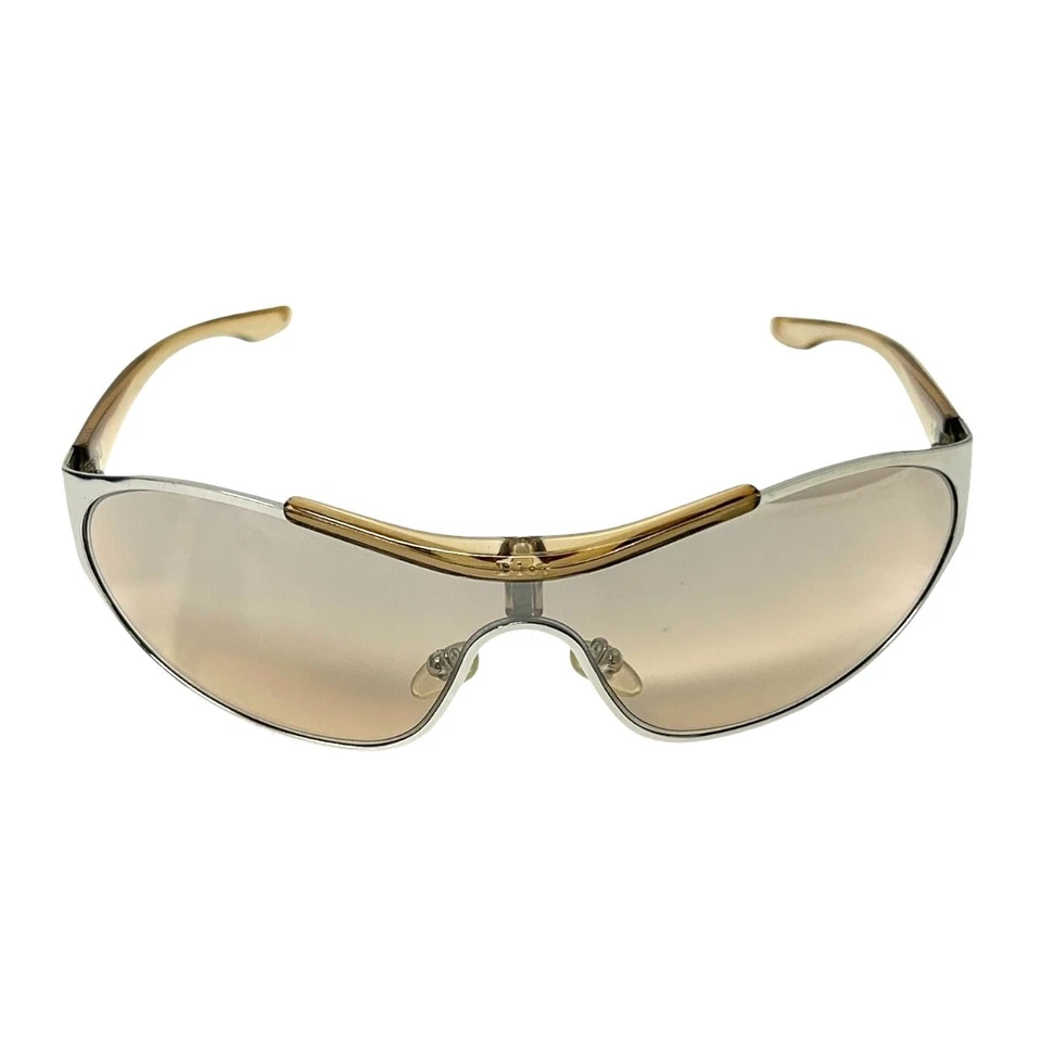 Christian Dior Vintage Logo Gafas de Sol Tonos Beige Plata Plástico Accesorio Foto 2 de 4