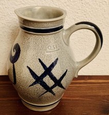 Original GERZIT Steingut 0,5 l Krug Becher - Staffel Stoneware Germany blau grau