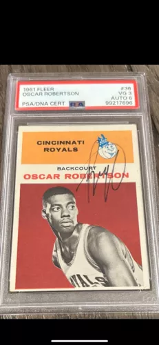 Oscar Robertson Bucks 1961 Fleer 36 Rookie Card RC PSA 3 6 Big O Auto Signed HOF