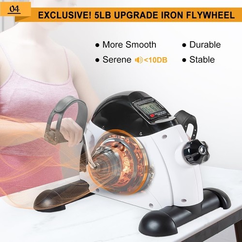 Heavy Flywheel Pedal Exerciser - Compact Leg & Arm Workout for Home Office - Picture 7 of 10