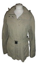 Aigle Equestrian Jacket Size 46 Approx Uk 16 Beige Polyester With Detaching Hood