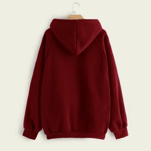 Women Casual Solid Color Hooded Pocket Long Sleeve Pullover Sweatshirt Tops Sale - Picture 20 of 20