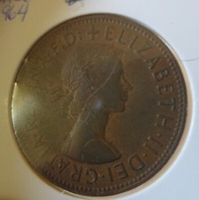 1964 Great Britain 1 One Penny Queen Elizabeth II Large Cent World Coin A