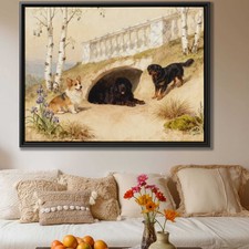 Watercolor Painting Corgi Dog Canvas Animal Art Print Rustic Pet Wall Decor